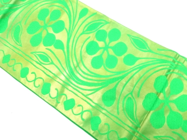 JAPANESE KIMONO / ANTIQUE FUKURO OBI / SILK / WOVEN FLORAL ARABESQUE